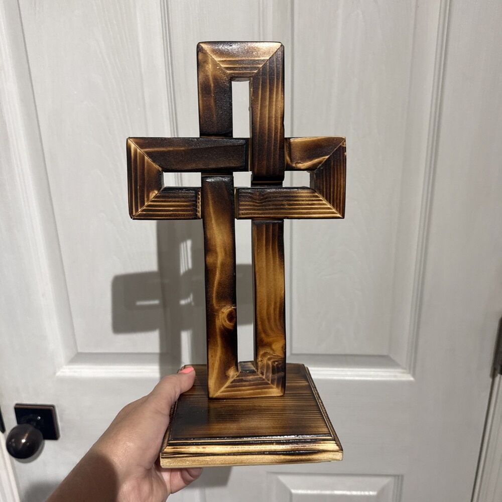 Cross Handmade 10” Wooden Cedar